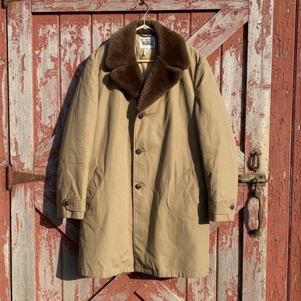 Vintage Woolrich Down Ranch Coat‎ 44L Faux Fur Collar Western Parka USA 70s